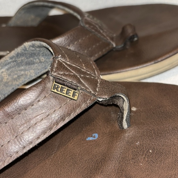 Reef men’s brown leather thing flip flops size 11 - Picture 6 of 6